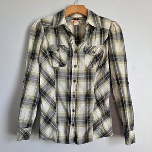 Mudd Cotton Plaid Button Down Western Shirt